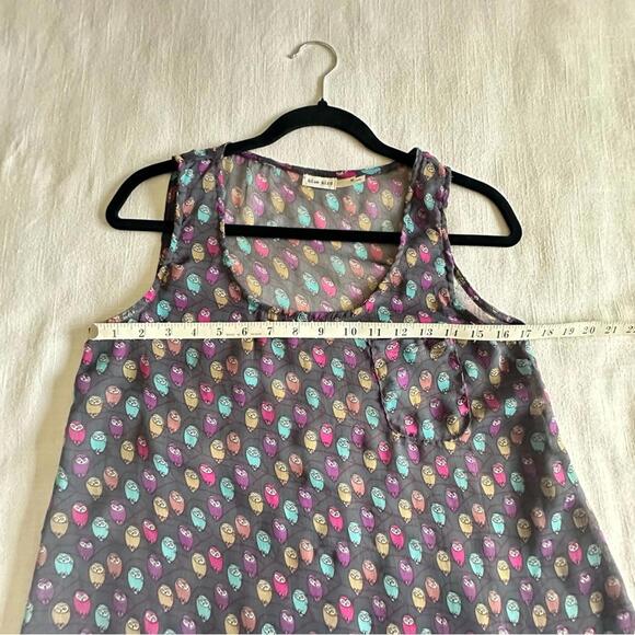 Blue Bird - Tank Top ASO Pretty Little Liars Sheer Owl Print Gray - Sz M - Picture 7 of 9